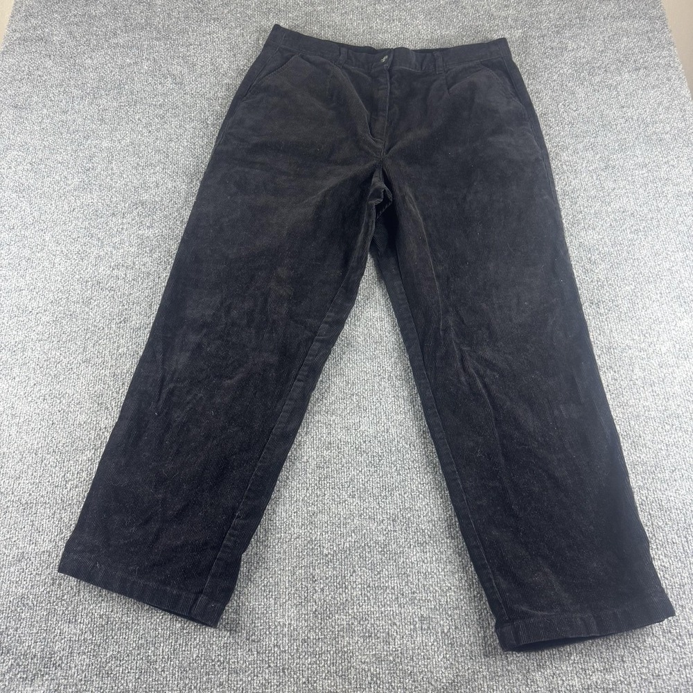 L.L. Bean Pants Womens 12P Black Corduroy Chino Straight Leg Stretch Pockets
